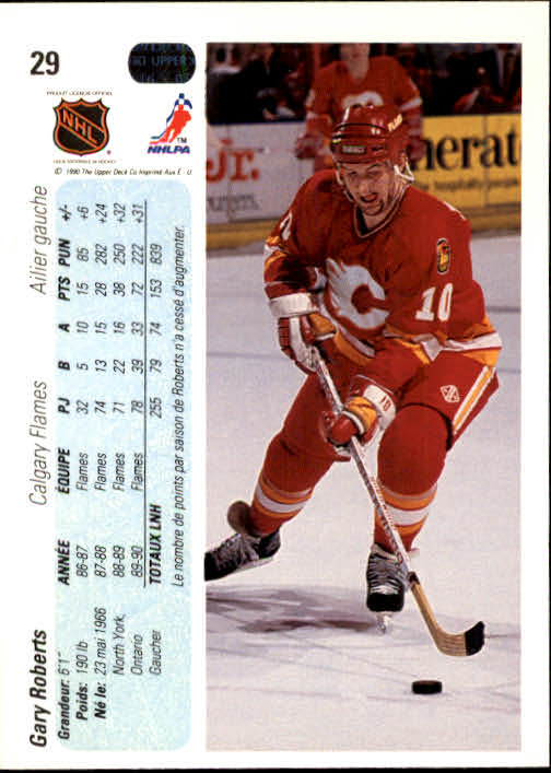 1990-91 Upper Deck French #29 Gary Roberts back image