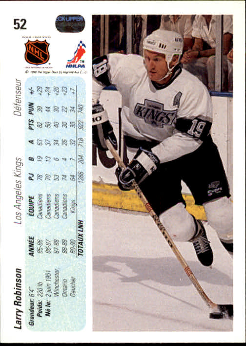 1990-91 Upper Deck French #52 Larry Robinson back image