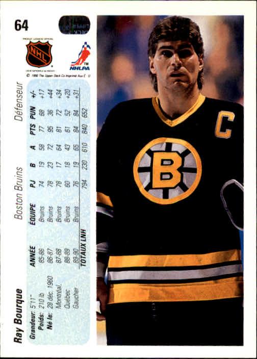 1990-91 Upper Deck French #64 Ray Bourque back image