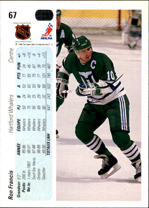 1990-91 Upper Deck French #67 Ron Francis back image