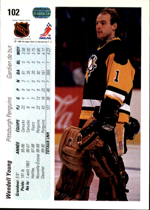 1990-91 Upper Deck French #102 Wendell Young RC back image