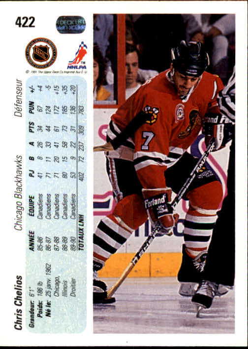 1990-91 Upper Deck French #422 Chris Chelios back image