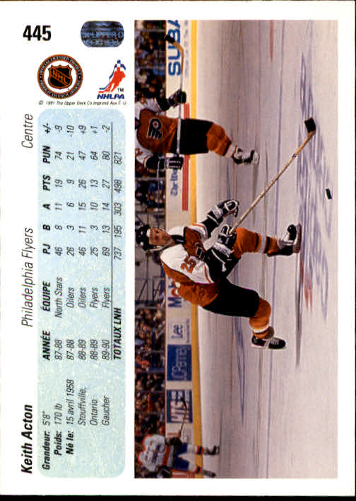 1990-91 Upper Deck French #445 Keith Acton back image