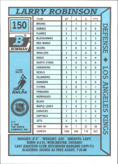 1990-91 Bowman Tiffany #150 Larry Robinson