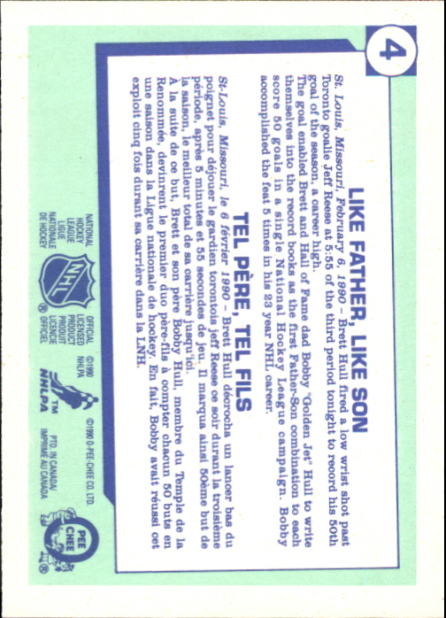 1990-91 O-Pee-Chee #4 Brett Hull HL back image