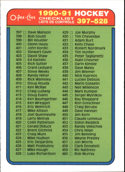 A6844- 1990-91 O-Pee-Chee Hockey Card #s 401-528 -You Pick- 15+ FREE US SHIP - Picture 114 of 237