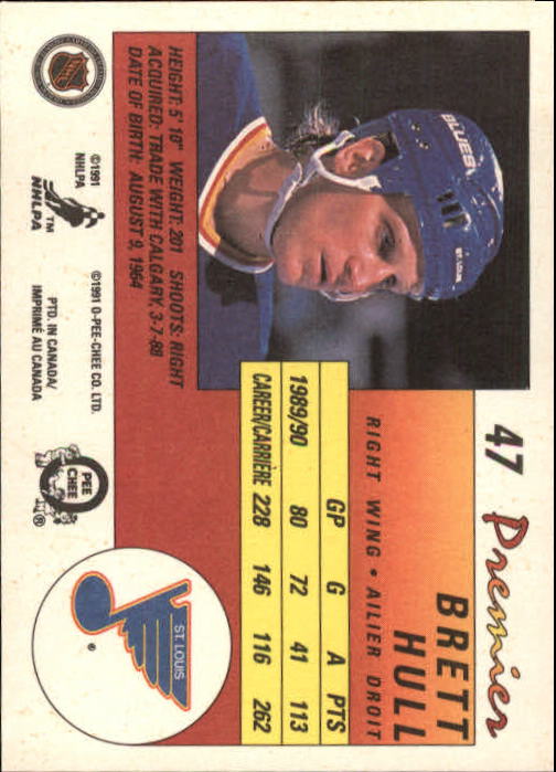 1990-91 OPC Premier #47 Brett Hull back image