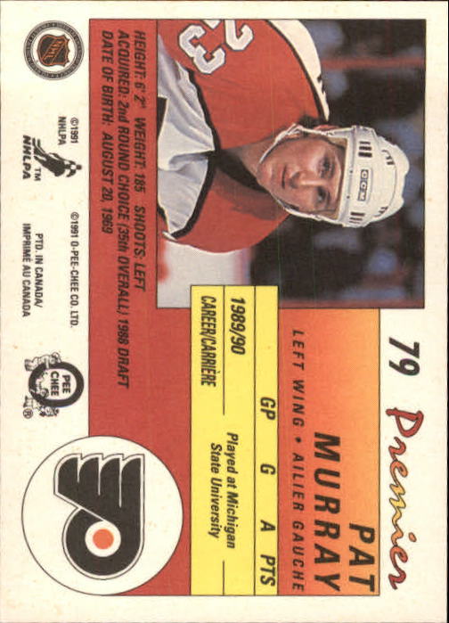 1990-91 OPC Premier #79 Pat Murray RC back image