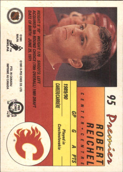 1990-91 OPC Premier #95 Robert Reichel RC back image