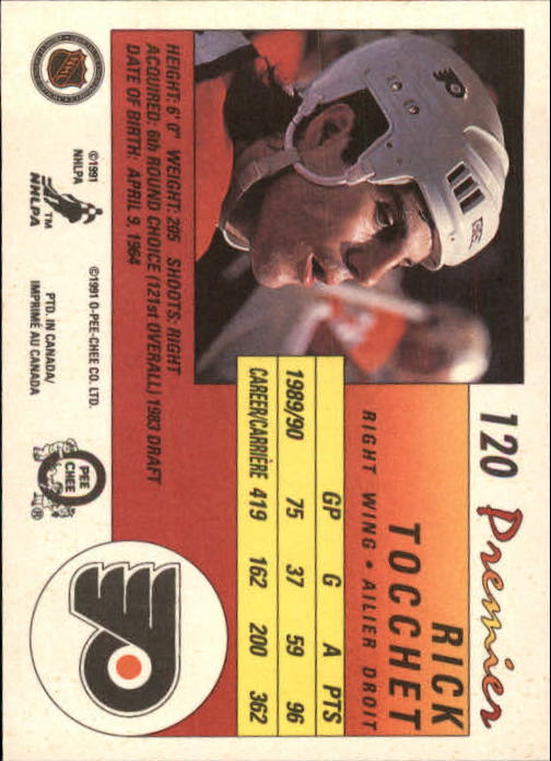 1990-91 OPC Premier #120 Rick Tocchet back image