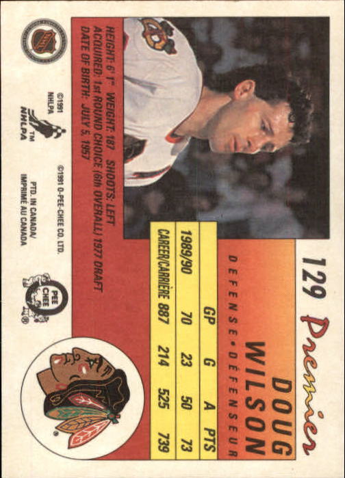 1990-91 OPC Premier #129 Doug Wilson back image