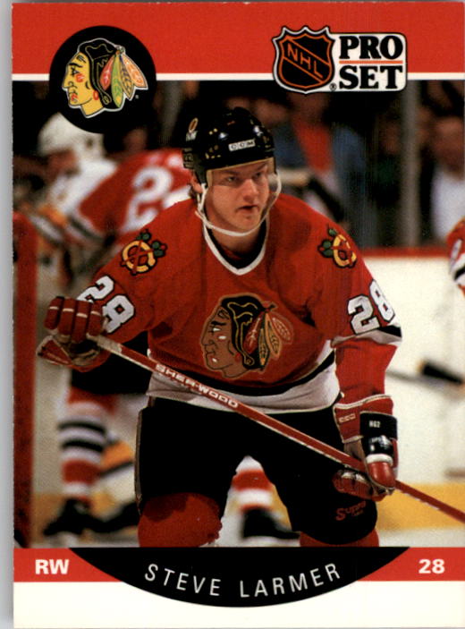 1990-91 Pro Set #53A Steve Larmer ERR/(Position and sweater/number in white&/should be black)