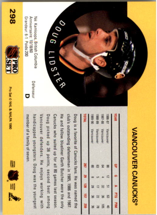 1990-91 Pro Set #298 Doug Lidster back image