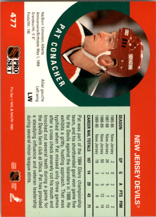 1990-91 Pro Set #477 Pat Conacher RC back image