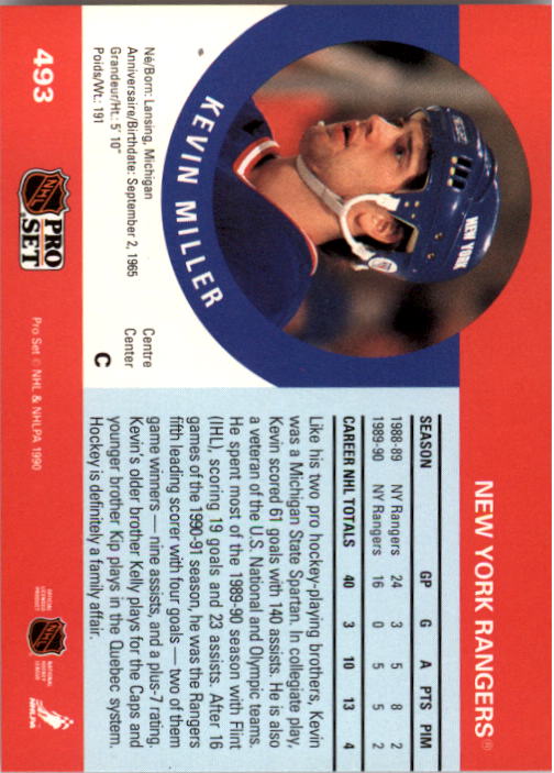 1990-91 Pro Set #493 Kevin Miller RC back image