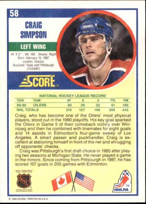 1990/1991 Score "American" Hockey Base Set Cards #1 to #220 Rookies and Veterans - Picture 116 of 440