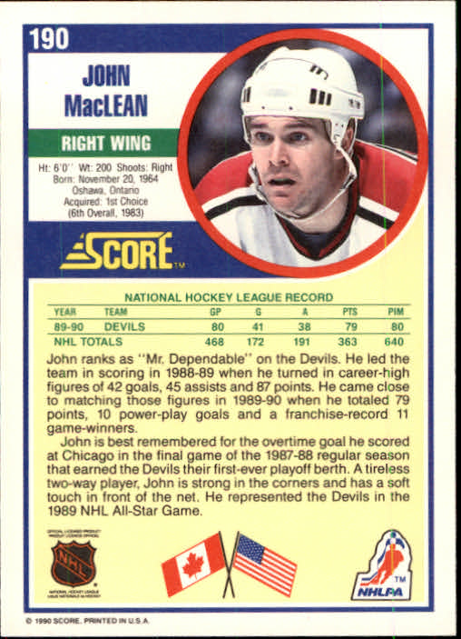 1990/1991 Score "American" Hockey Base Set Cards #1 to #220 Rookies and Veterans - Picture 380 of 440