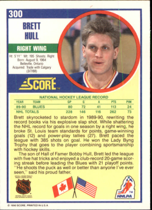 1990-91 Score #300 Brett Hull back image