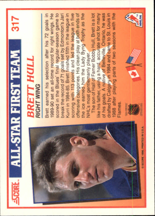 1990-91 Score #317 Brett Hull AS1 back image