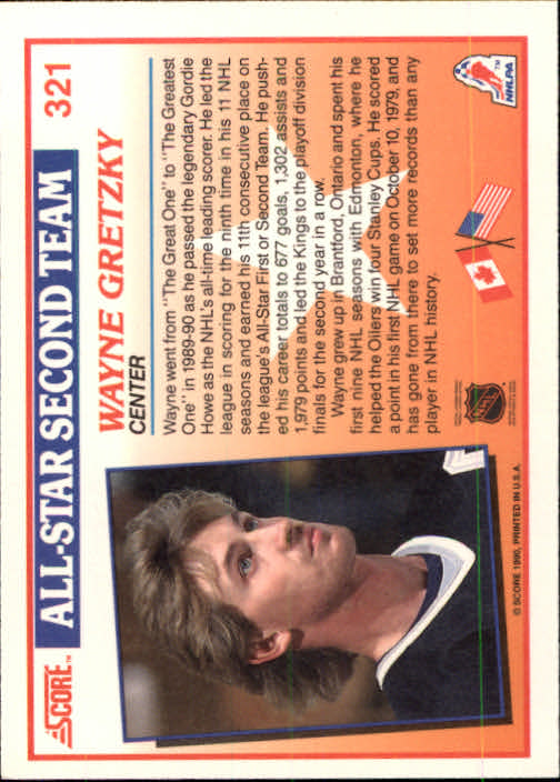1990-91 Score #321 Wayne Gretzky AS2 back image