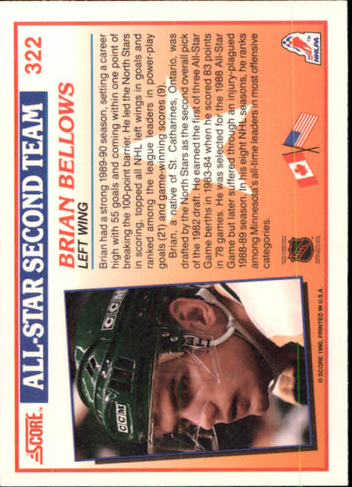 1990-91 Score #322 Brian Bellows AS2 back image