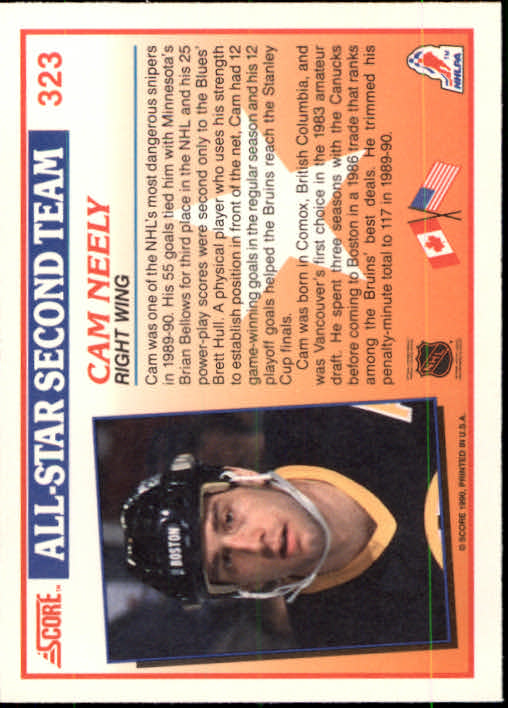 1990-91 Score #323 Cam Neely AS2 back image