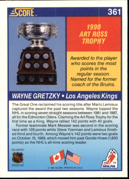 1990-91 Score #361 Wayne Gretzky Ross back image