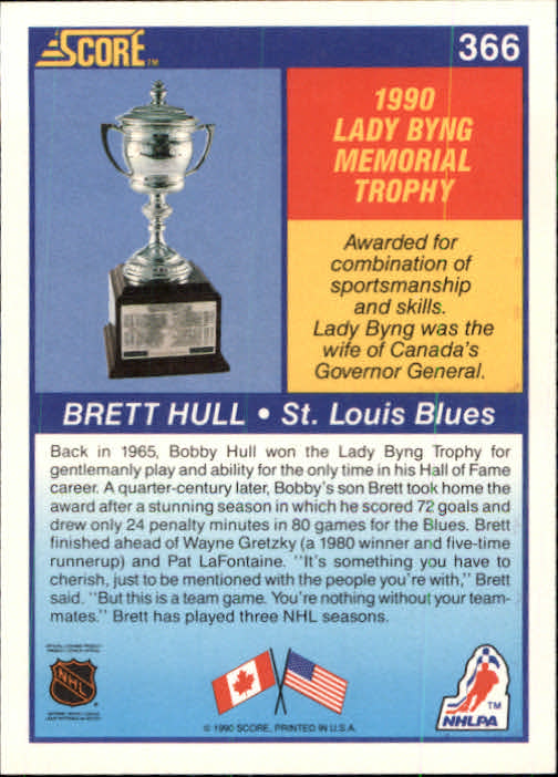 1990-91 Score #366 Brett Hull Byng back image