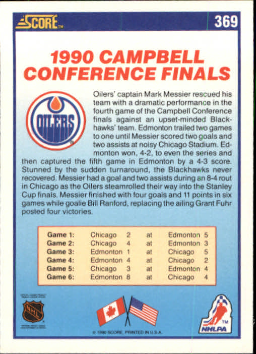 1990-91 Score #369 Edmonton/Chicago back image