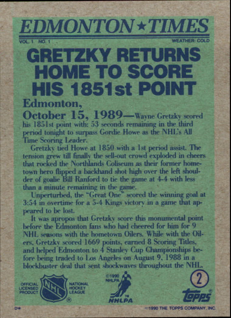1990-91 Topps #2 Wayne Gretzky Oilers back image