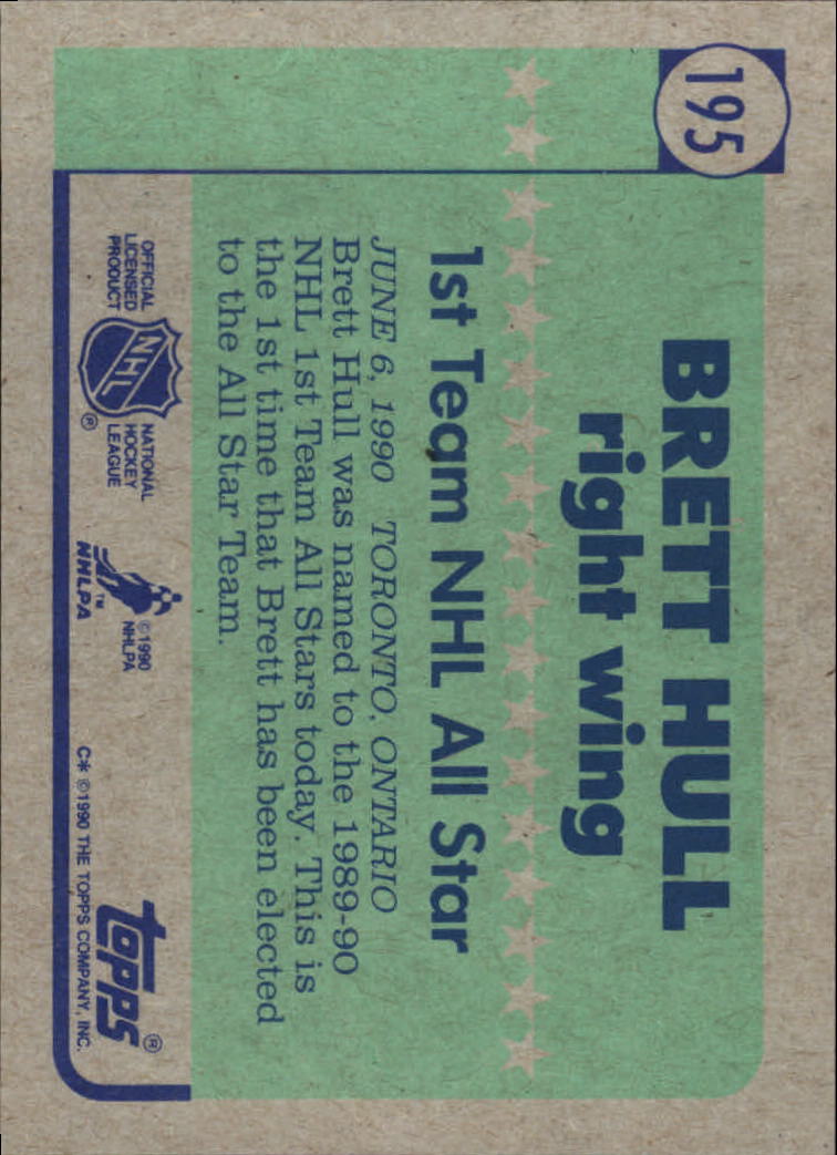 1990-91 Topps #195 Brett Hull AS1 back image