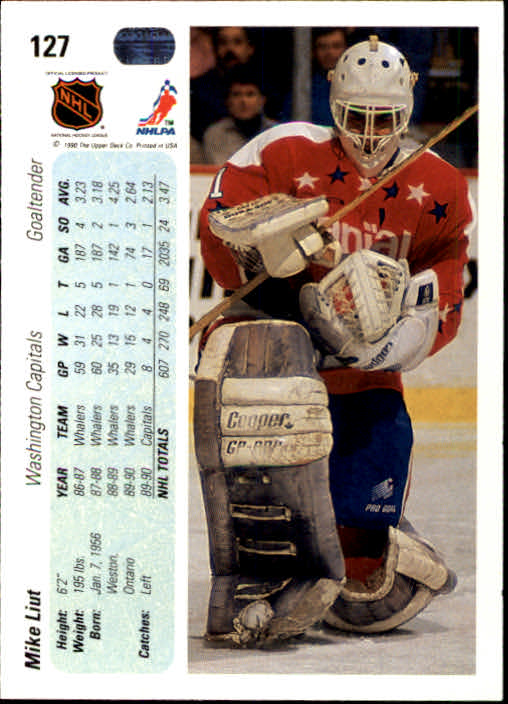 1990-91 Upper Deck #127 Mike Liut back image