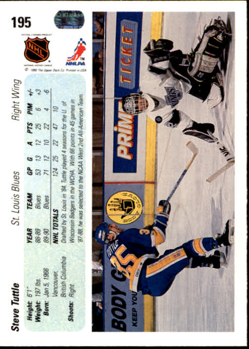 1990-91 Upper Deck #195 Steve Tuttle back image