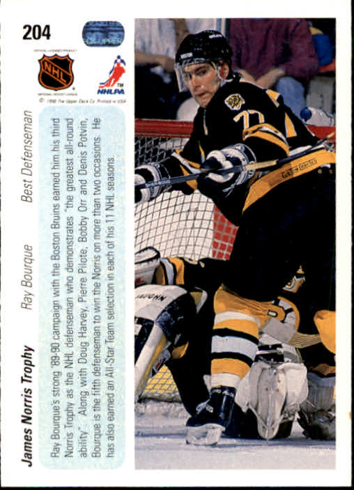 1990-91 Upper Deck #204 Norris Trophy/Ray Bourque back image