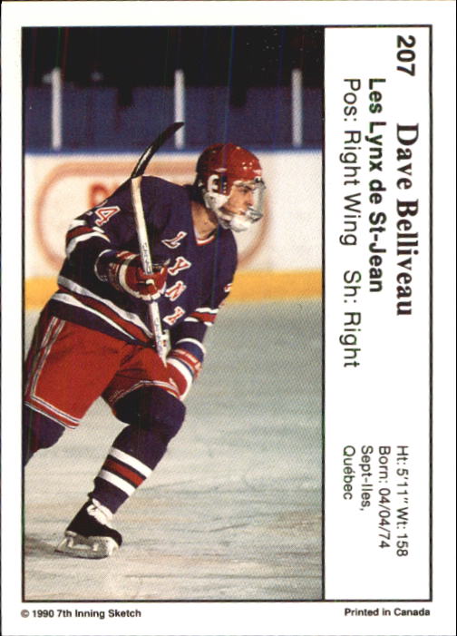 1990-91 7th Inning Sketch QMJHL #207 Dave Belliveau back image