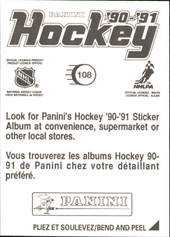 1990-91 Panini Stickers #108 John Vanbiesbrouck back image