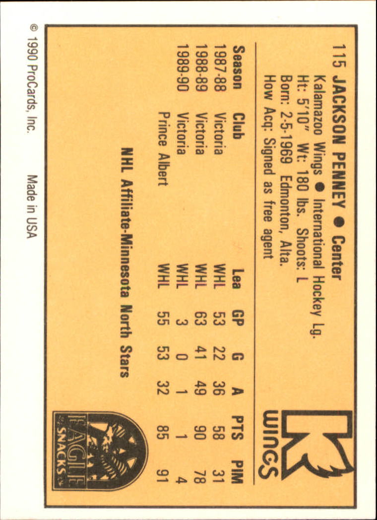 1990-91 ProCards - Jackson Penney #115 (RC) for sale online