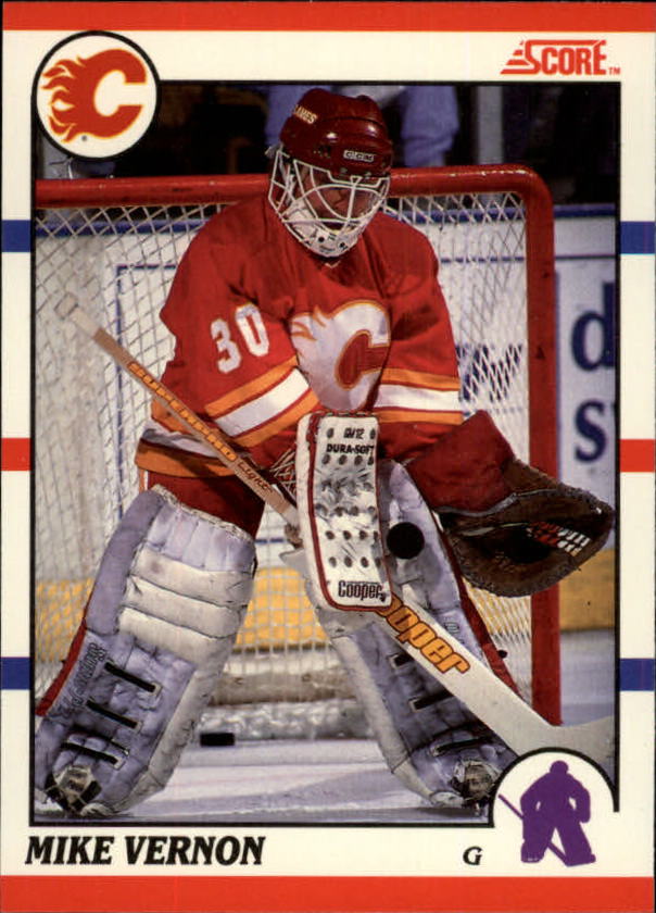 1990-91 Score Canadian #52 Mike Vernon UER/(Text says won WHL MVP/twice, should be once)