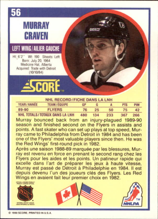 1990-91 Score Canadian #56 Murray Craven back image
