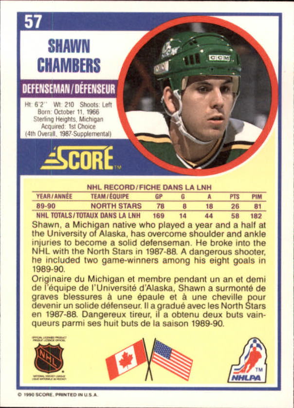 1990-91 Score Canadian #57 Shawn Chambers back image