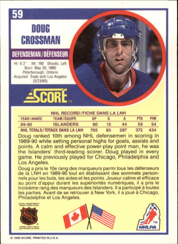 1990-91 Score Canadian #59 Doug Crossman back image