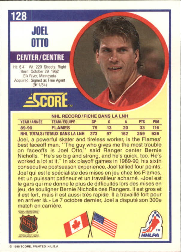 1990-91 Score Canadian #128 Joel Otto back image
