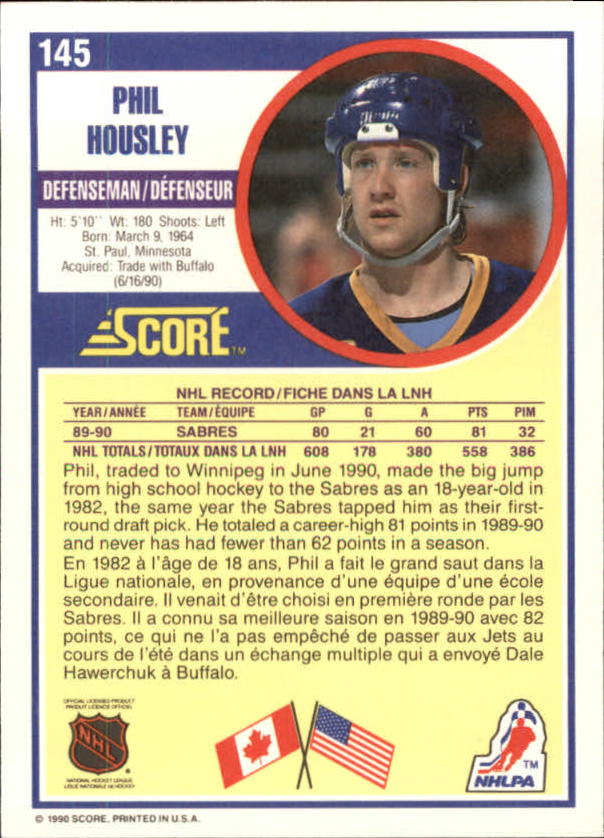 1990-91 Score Canadian #145 Phil Housley back image