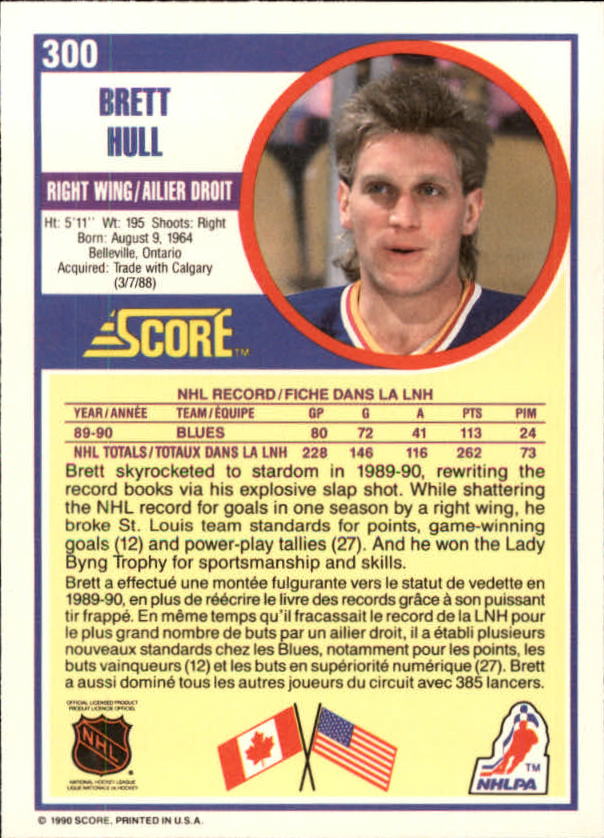 1990-91 Score Canadian #300 Brett Hull back image