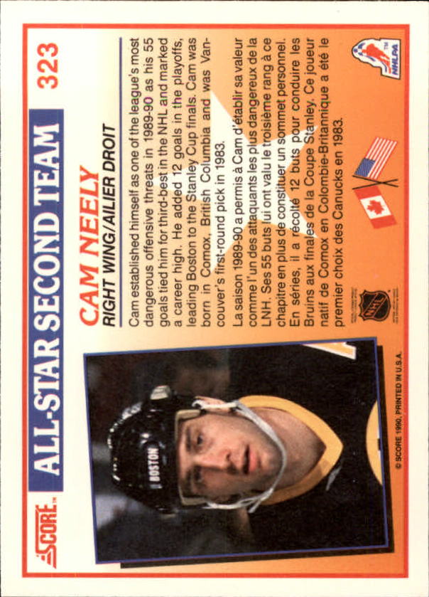 1990-91 Score Canadian #323 Cam Neely AS2 back image