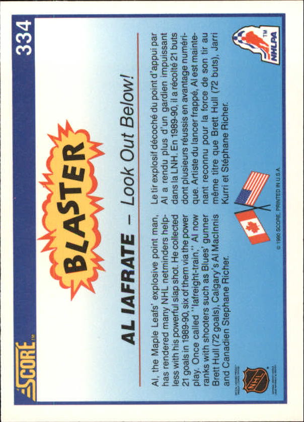 1990-91 Score Canadian #334 Al Iafrate Blaster back image