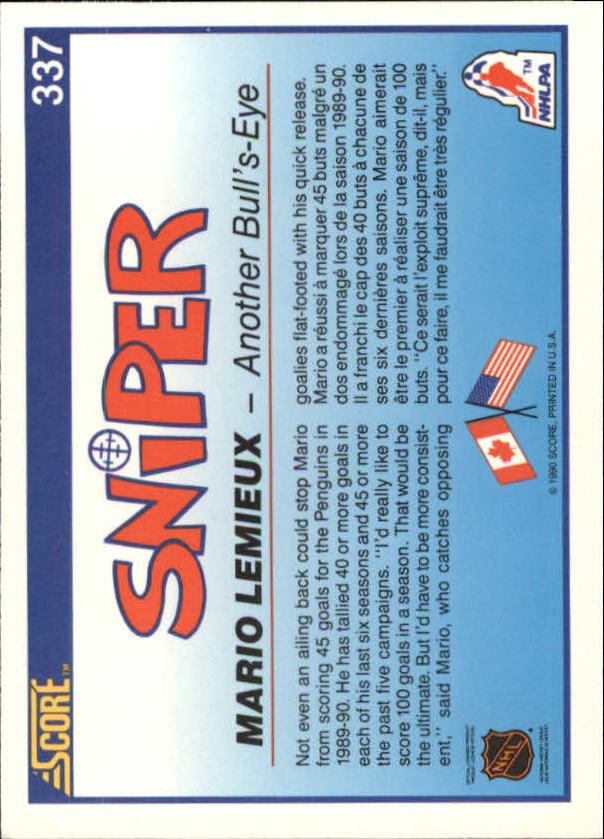 1990-91 Score Canadian #337 Mario Lemieux Sniper back image