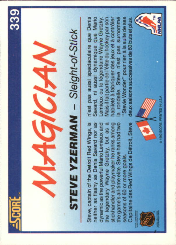 1990-91 Score Canadian #339 Steve Yzerman Magic back image