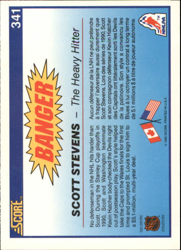 1990-91 Score Canadian #341 Scott Stevens Banger back image