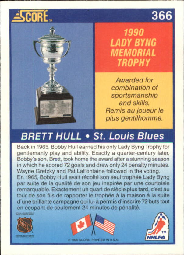 1990-91 Score Canadian #366 Brett Hull Byng back image